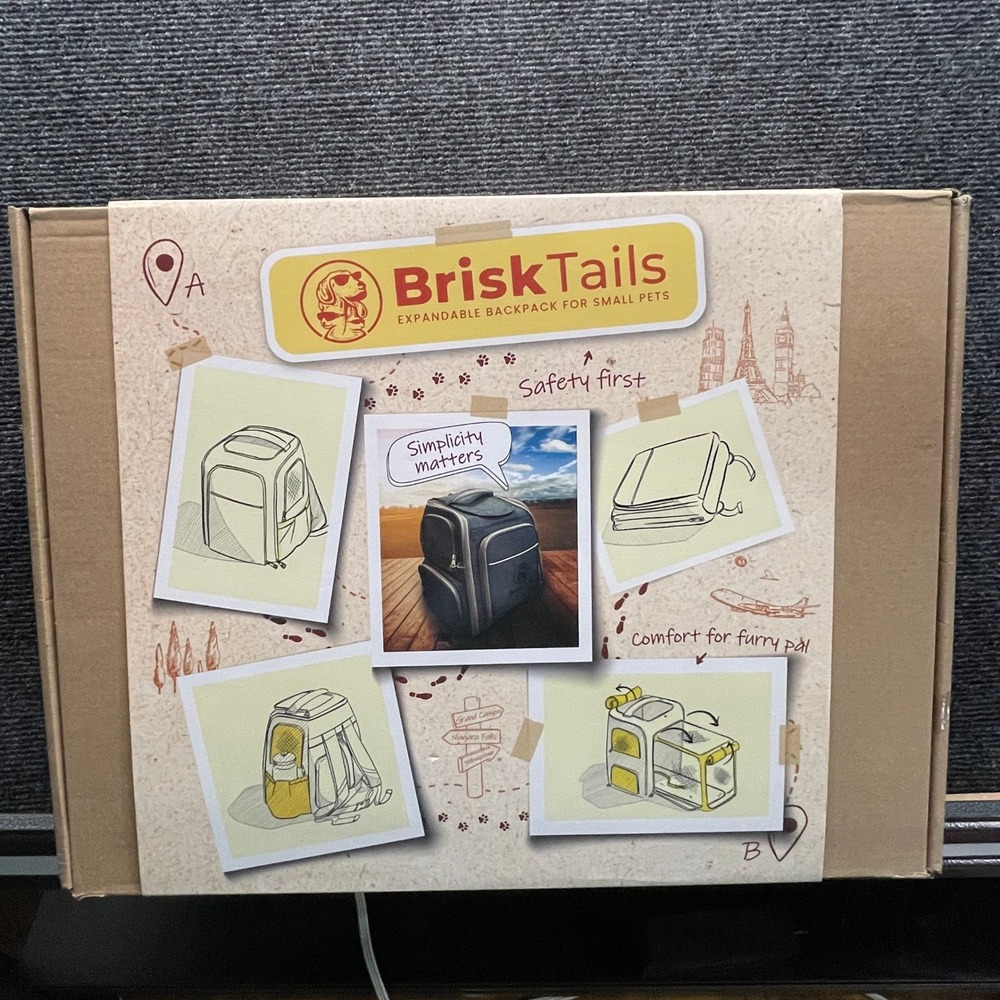 BriskTails Backpack Pet Carrier Small 12lb Gray Travel Hiking Gear Comfort Wear